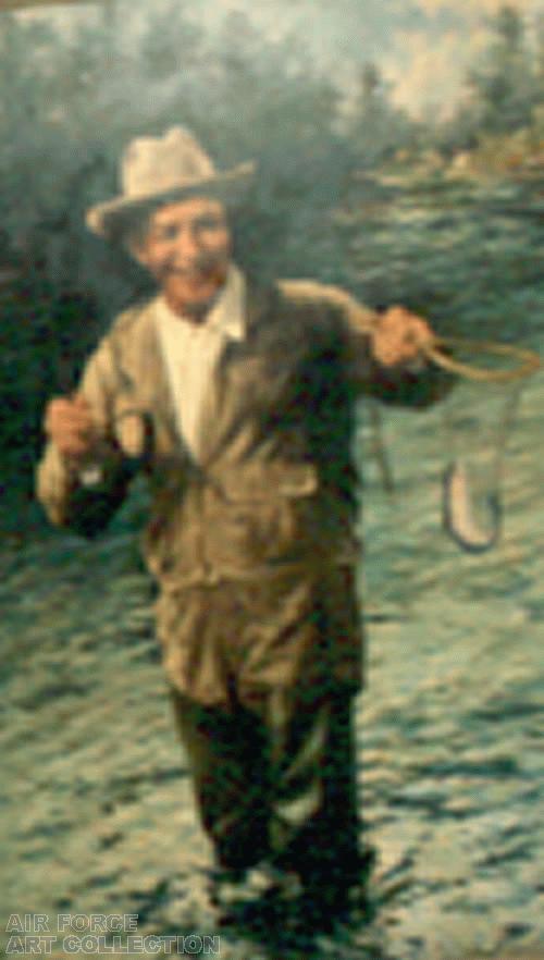 EISENHOWER FISHING IN STREAM